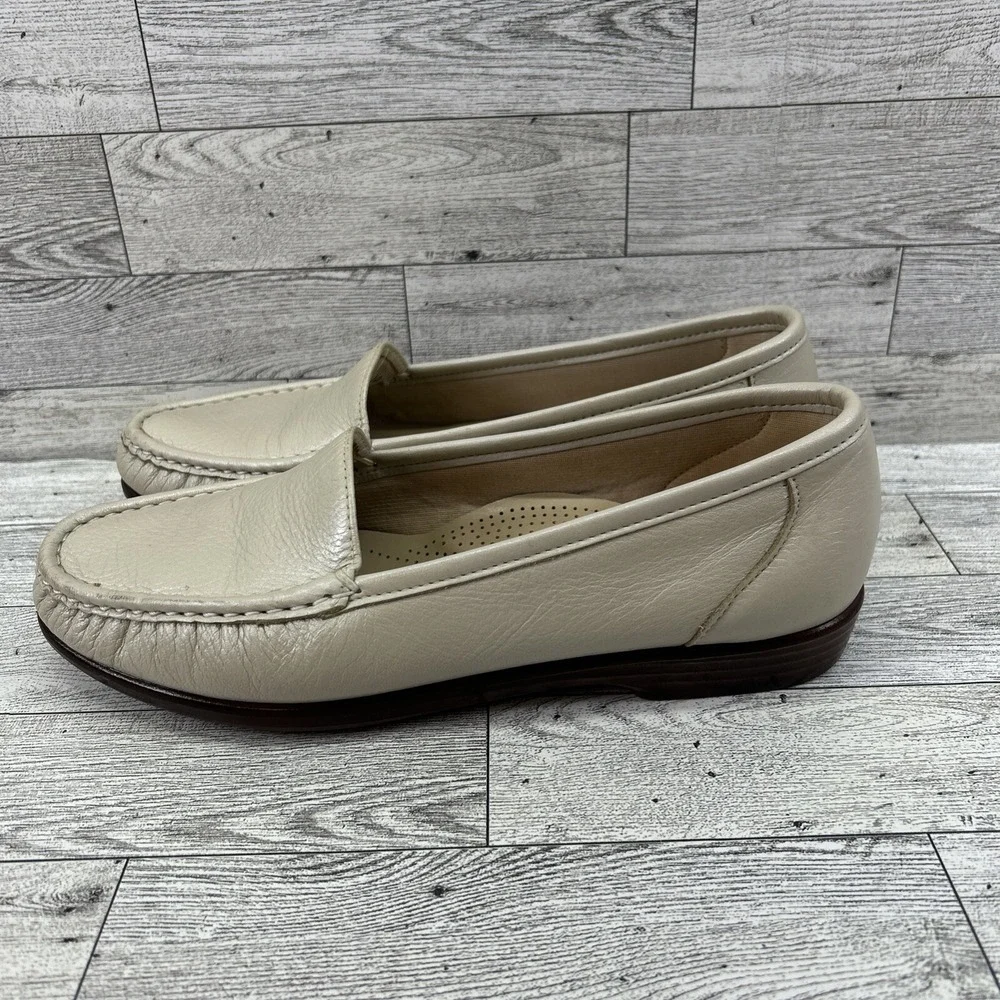 SAS Womens 8N Tripad Comfort Simplify Leather Loafer Slip On‎ Shoes Pearl White